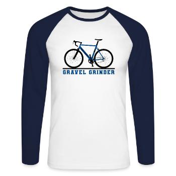 Moulin à gravier - Cyclocross blue gravel bike - T-shirt baseball manches longues Homme - blanc/marine - Devant - Nik (191cm)