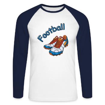 Football - Unisex Long Sleeve Baseball T-Shirt - white/navy - Front - Nik (191cm)