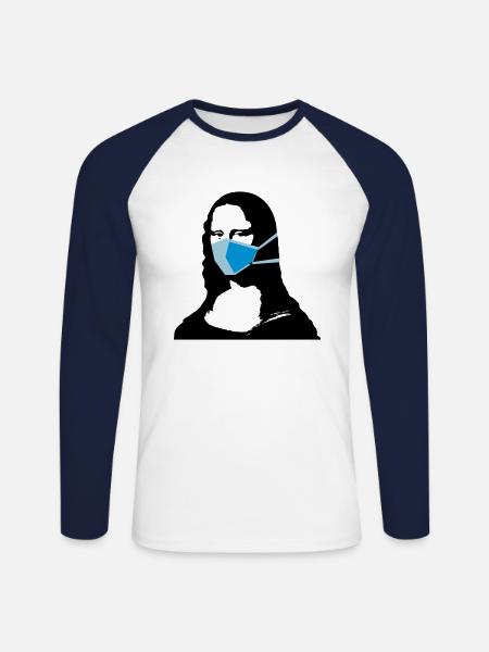 Confined Mona Lisa 1 - Unisex Long Sleeve Baseball T-Shirt - white/navy