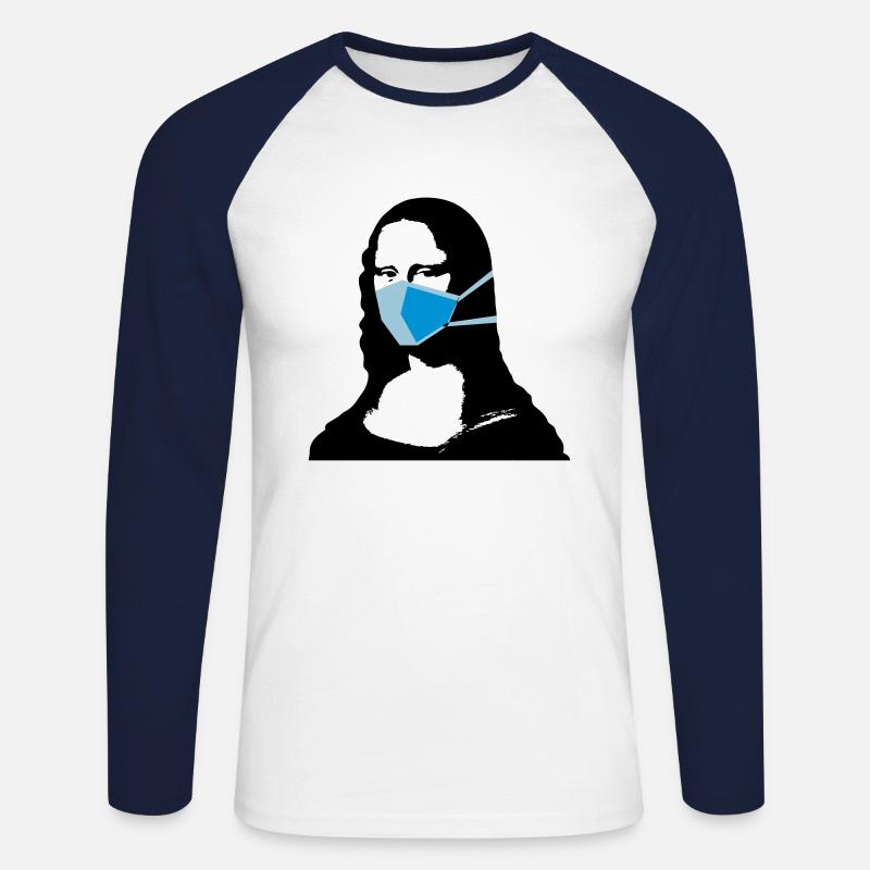 Eingeschränkte Mona Lisa 1 - Unisex Baseballshirt langarm - Weiß/Navy