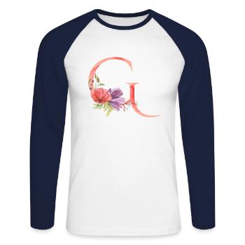 Letter G - Unisex Long Sleeve Baseball T-Shirt - white/navy - Front - Nik (191cm)
