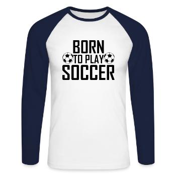 football - T-shirt baseball manches longues Homme - blanc/marine - Devant - Nik (191cm)