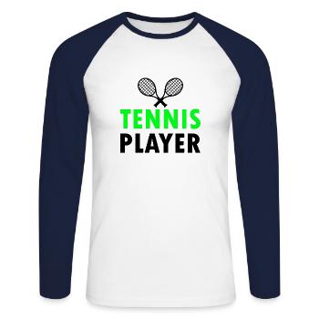 tennis - T-shirt baseball manches longues Homme - blanc/marine - Devant - Nik (191cm)