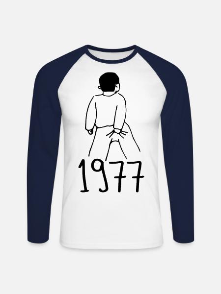 1977 Birthday 1977 - Unisex Long Sleeve Baseball T-Shirt - white/navy