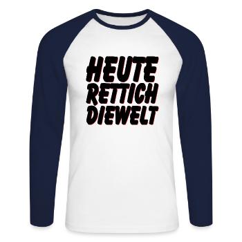 heute rettich schwarz - Unisex Baseballshirt langarm - Weiß/Navy - Vorne - Nik (191cm)