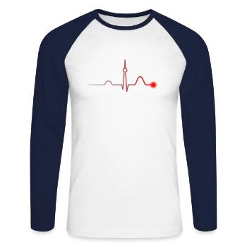Berlin Heartbeat - Unisex Baseballshirt langarm - Weiß/Navy - Vorne - Nik (191cm)