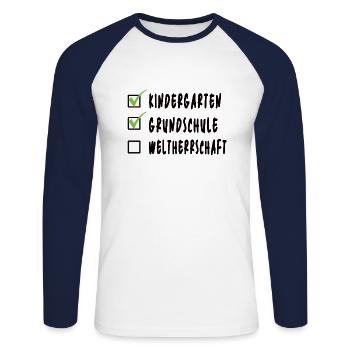 Kindergarten Grundschule Weltherrschaft Schüler - Unisex Baseballshirt langarm - Weiß/Navy - Vorne - Nik (191cm)