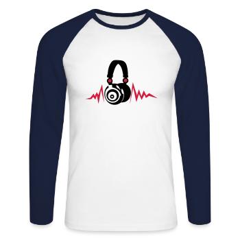 egaliseur casques dj audio music zik14 - T-shirt baseball manches longues Homme - blanc/marine - Devant - Nik (191cm)