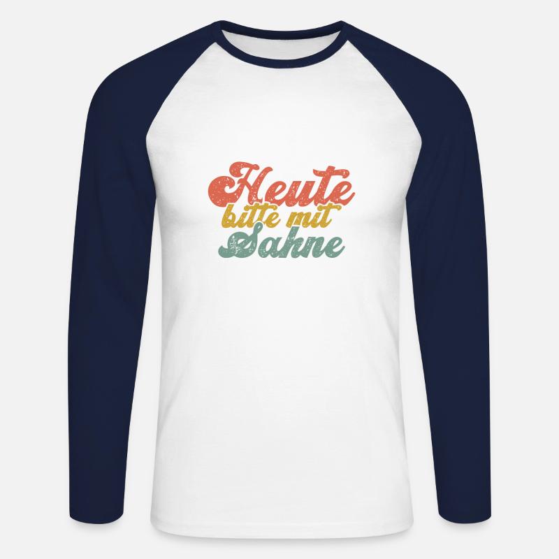 Heute bitte mit Sahne - Unisex Baseballshirt langarm - Weiß/Navy