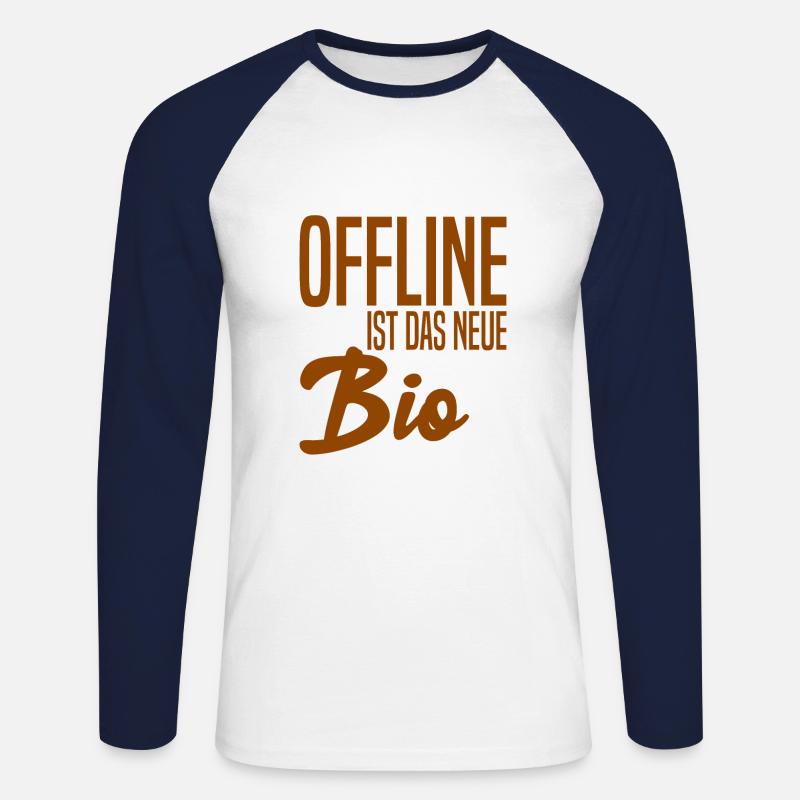 Offline ist das neue Bio - Unisex Baseballshirt langarm - Weiß/Navy