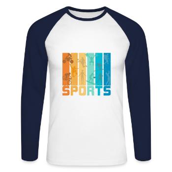 Sportif - T-shirt baseball manches longues Homme - blanc/marine - Devant - Nik (191cm)