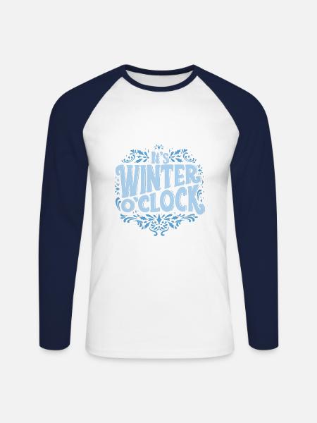 it's winter o'clock - Unisex Baseballshirt langarm - Weiß/Navy
