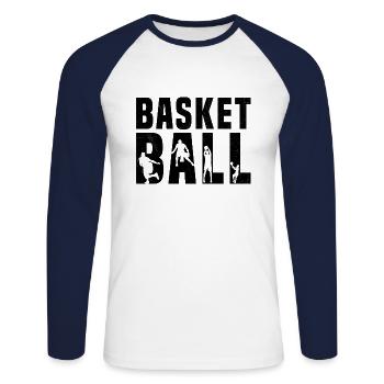 Basketball Player Gift, Player, Coach - Unisex Long Sleeve Baseball T-Shirt - white/navy - Front - Nik (191cm)