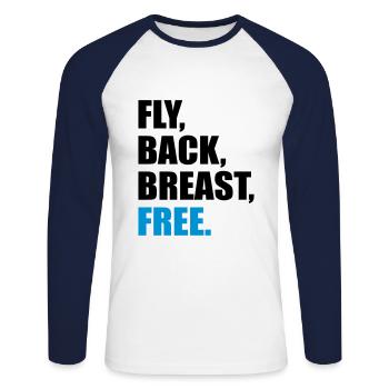swim - Unisex Long Sleeve Baseball T-Shirt - white/navy - Front - Nik (191cm)