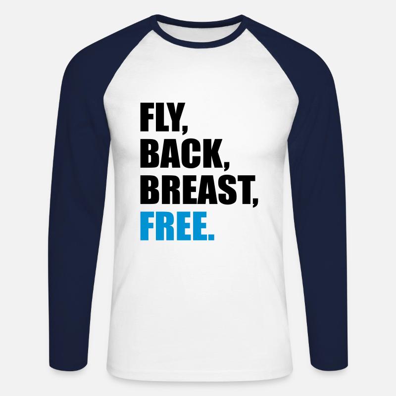 schwimmen - Unisex Baseballshirt langarm - Weiß/Navy