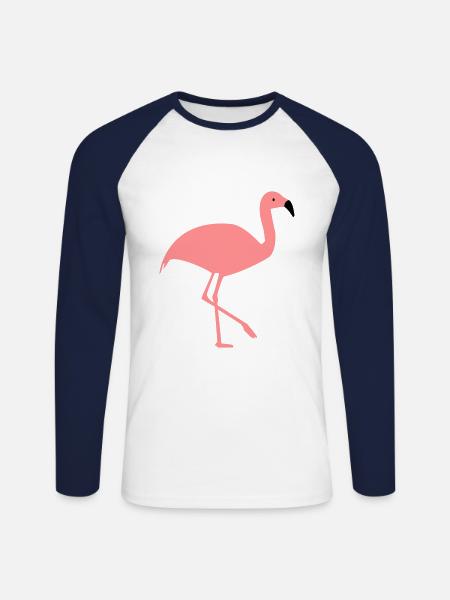 Flamingo - Unisex Baseballshirt langarm - Weiß/Navy