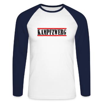 Kampfzwerg schwarz - Unisex Baseballshirt langarm - Weiß/Navy - Vorne - Nik (191cm)