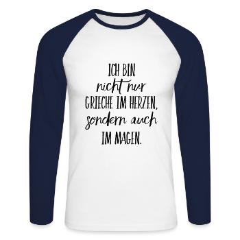 Drôle de dicton grec Grèce cadeau - T-shirt baseball manches longues Homme - blanc/marine - Devant - Nik (191cm)