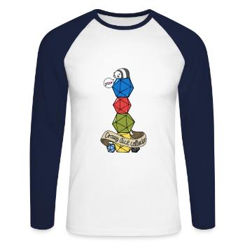 pen and paper dice collector - Unisex Long Sleeve Baseball T-Shirt - white/navy - Front - Nik (191cm)