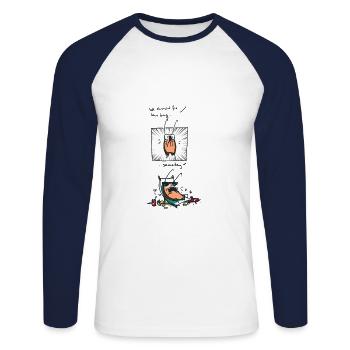 coder shirt someday - Unisex Baseballshirt langarm - Weiß/Navy - Vorne - Nik (191cm)