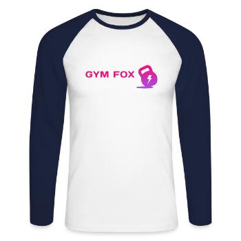 GYM FOX - Motivating Gym and Fitness Designs - Unisex Long Sleeve Baseball T-Shirt - white/navy - Front - Nik (191cm)