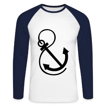 Ancre, Port, Voile, Pêche, Maritime, Nautic, & - T-shirt baseball manches longues Homme - blanc/marine - Devant - Nik (191cm)
