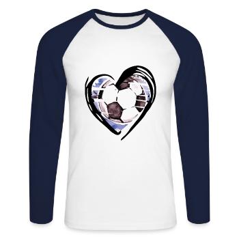 Football Cœur Amour - T-shirt baseball manches longues Homme - blanc/marine - Devant - Nik (191cm)