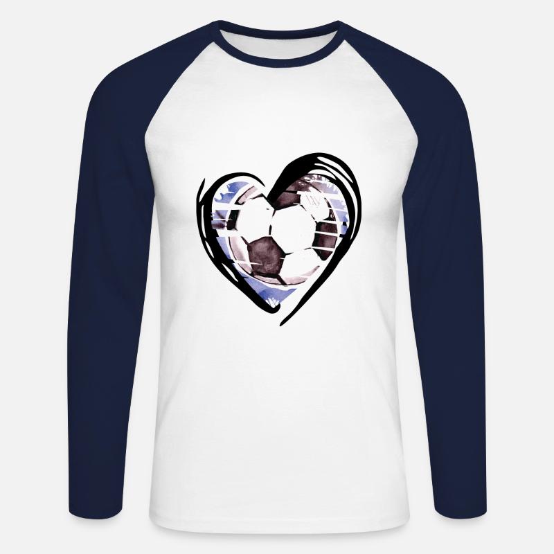 Fußball Herz Liebe - Unisex Baseballshirt langarm - Weiß/Navy