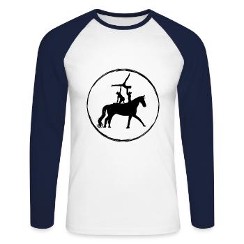 Cheval sauteur - T-shirt baseball manches longues Homme - blanc/marine - Devant - Nik (191cm)