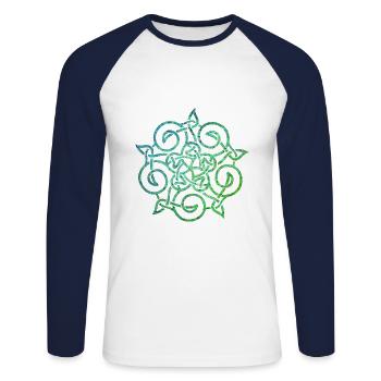 noeud celtique 20 e 5 - T-shirt baseball manches longues Homme - blanc/marine - Devant - Nik (191cm)