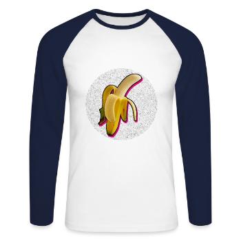 Sexy Banane - Unisex Baseballshirt langarm - Weiß/Navy - Vorne - Nik (191cm)