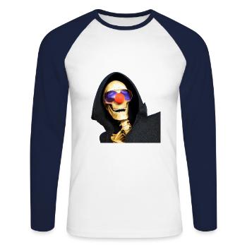 Death of a Clown - Unisex Long Sleeve Baseball T-Shirt - white/navy - Front - Nik (191cm)