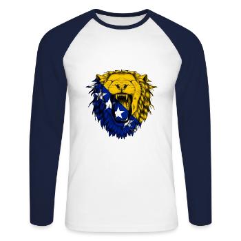 Bosnie-Herzégovine - T-shirt baseball manches longues Homme - blanc/marine - Devant - Nik (191cm)