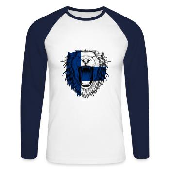 Finnland - Unisex Baseballshirt langarm - Weiß/Navy - Vorne - Nik (191cm)