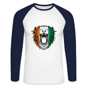Elfenbeinküste - Unisex Baseballshirt langarm - Weiß/Navy - Vorne - Nik (191cm)