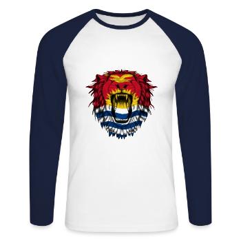 Kiribati - Unisex Baseballshirt langarm - Weiß/Navy - Vorne - Nik (191cm)