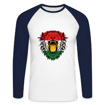 Kurdistan - T-shirt baseball manches longues Homme - blanc/marine - Devant - Nik (191cm)