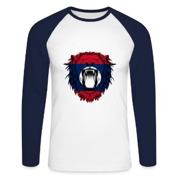 Laos - Unisex Baseballshirt langarm - Weiß/Navy - Vorne - Nik (191cm)