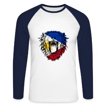 Philippinen - Unisex Baseballshirt langarm - Weiß/Navy - Vorne - Nik (191cm)