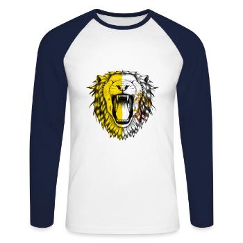 Vatican - T-shirt baseball manches longues Homme - blanc/marine - Devant - Nik (191cm)