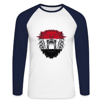 Jemen - Unisex Baseballshirt langarm - Weiß/Navy - Vorne - Nik (191cm)