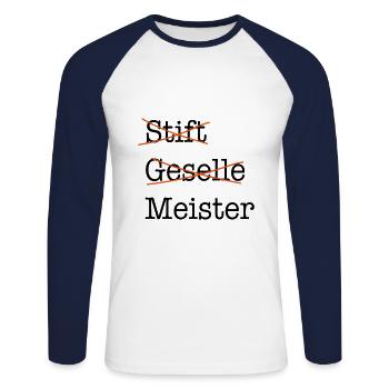 Meister - Unisex Baseballshirt langarm - Weiß/Navy - Vorne - Nik (191cm)