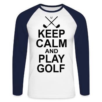 Keep Calm And Play Golf Golf Player Golfing Driver - Unisex Baseballshirt langarm - Weiß/Navy - Vorne - Nik (191cm)