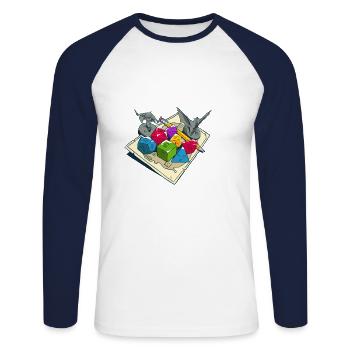 RPG game board gift idea - Unisex Long Sleeve Baseball T-Shirt - white/navy - Front - Nik (191cm)