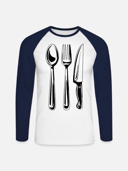 besteck symbol - Unisex Baseballshirt langarm - Weiß/Navy