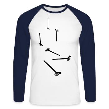 icehockey symbol icon - Unisex Baseballshirt langarm - Weiß/Navy - Vorne - Nik (191cm)
