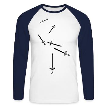 Schwert Icon Symbol - Unisex Baseballshirt langarm - Weiß/Navy - Vorne - Nik (191cm)