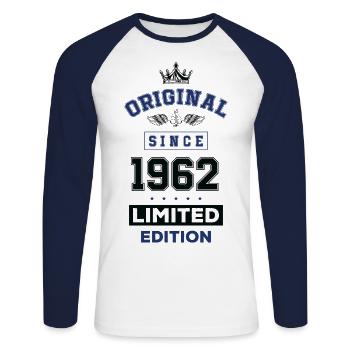 1962 limited edition birthday - Unisex Long Sleeve Baseball T-Shirt - white/navy - Front - Nik (191cm)