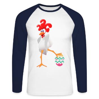 Easter rooster - Unisex Long Sleeve Baseball T-Shirt - white/navy - Front - Nik (191cm)