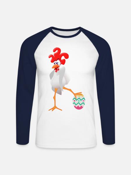 Easter rooster - Unisex Long Sleeve Baseball T-Shirt - white/navy